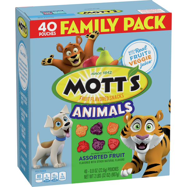 Breakfast Bars & Pastries Mott’s Gluten Free Animals Assorted Fruit Flavored Snacks Family Pack hero