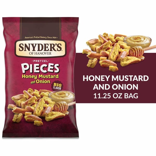 Chips & Pretzels Snyder's of Hanover Honey Mustard and Onion Pretzel Pieces hero