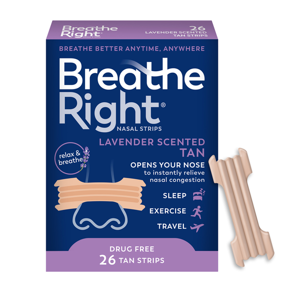 Cold, Flu & Allergy Breathe Right Nasal Strips, Lavender Scented, Tan hero