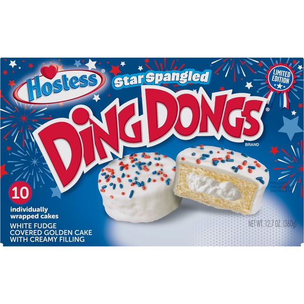 Cookies & Cakes Hostess Star Spangled DING DONGS Snack Cakes hero