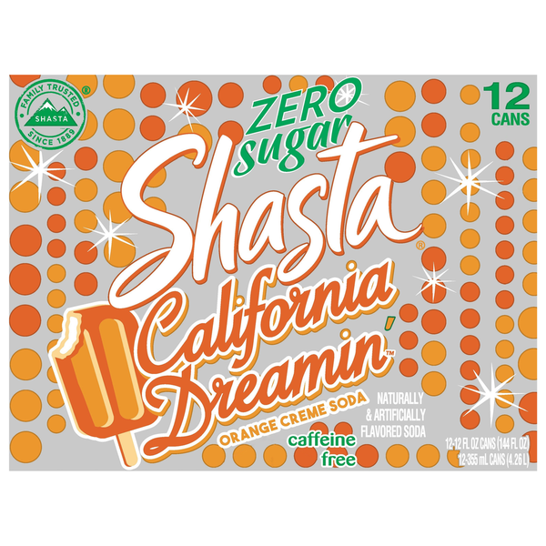 Soft Drinks Shasta Soda, Caffeine Free, Zero Sugar, Orange Creme hero