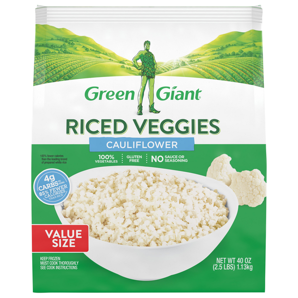 Frozen Vegan & Vegetarian Green Giant Cauliflower Riced Veggies hero