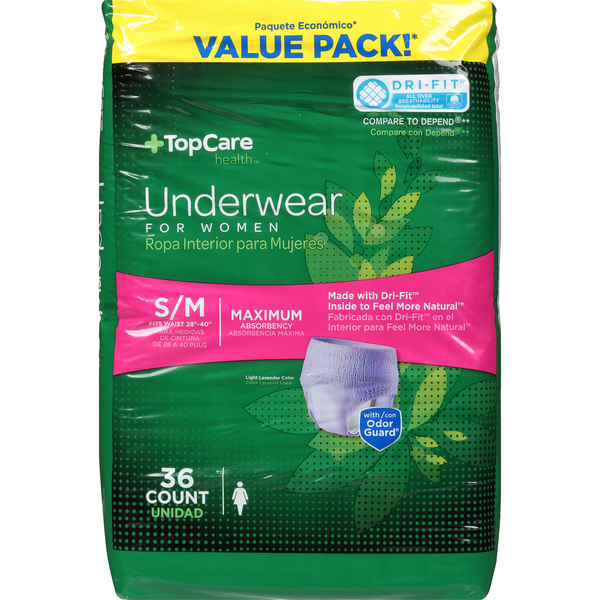 More Household TopCare Maximum Absorbency S/M Underwear For Women hero