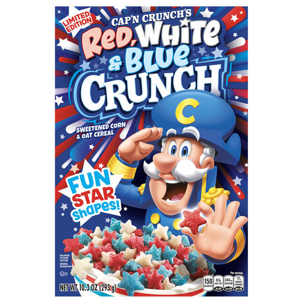 Cereal Cap'N Crunch Cereal, Red White & Blue Crunch hero