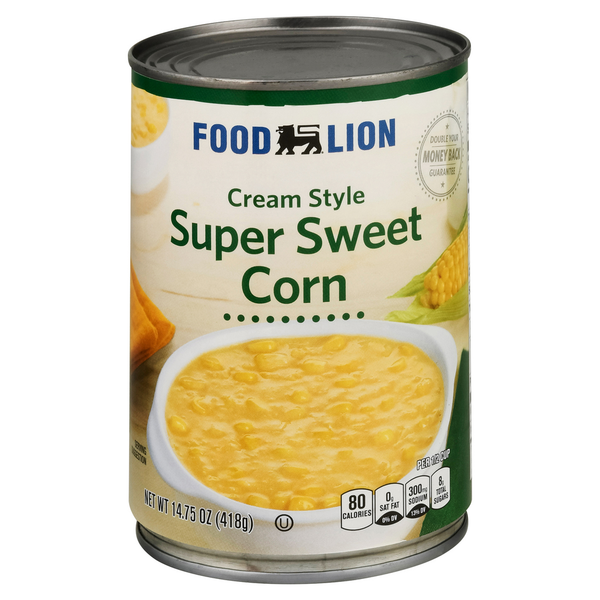 Canned & Jarred Vegetables Food Lion Super Sweet Corn, Cream Style hero