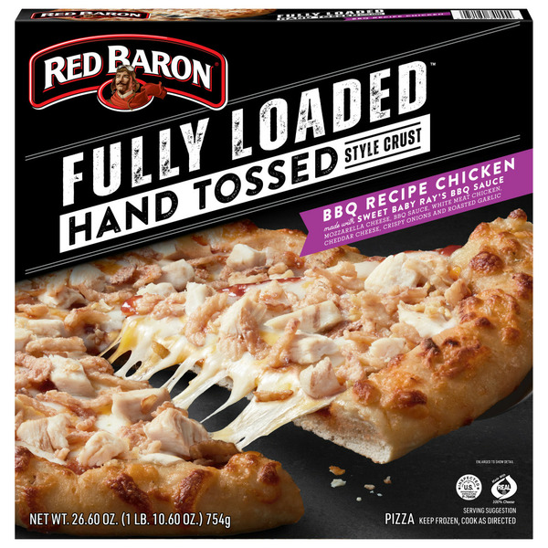 Frozen Pizza Red Baron Fully Loaded BBQ Recipe Chicken Hand Tossed Crust Frozen Pizza hero