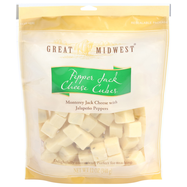 Packaged Cheese Great Midwest Cheese Cubes, Pepper Jack hero