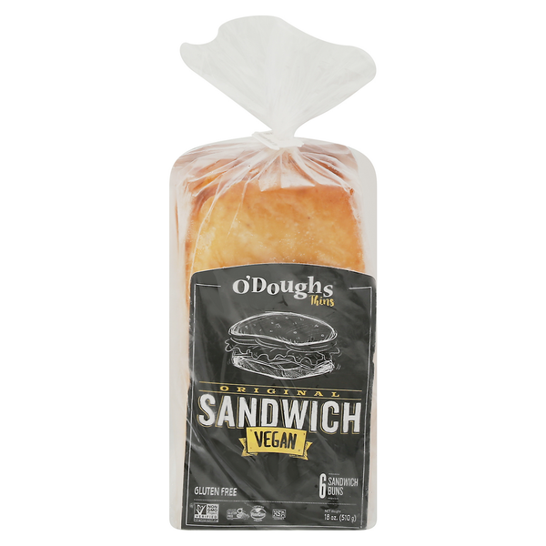 Bread O'Doughs Sandwich Buns, Vegan, Original, Thins hero