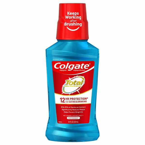 Oral Hygiene Colgate Total Alcohol Free Mouthwash, Antibacterial, Peppermint hero