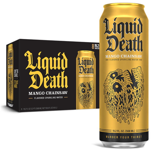 Water, Seltzer & Sparkling Water Liquid Death Flavored Sparkling Water, Mango Chainsaw hero