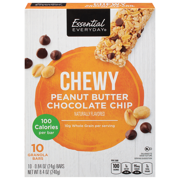 Breakfast Bars & Pastries Essential Everyday Granola Bars, Peanut Butter Chocolate Chip, Chewy hero