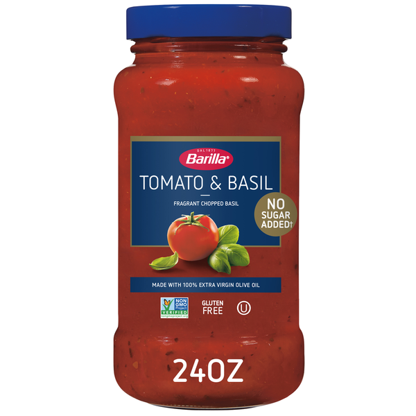 Canned Meals & Beans Barilla Pasta Sauce Tomato & Basil - No Added Sugar - Non-GMO, Gluten Free, Kosher hero