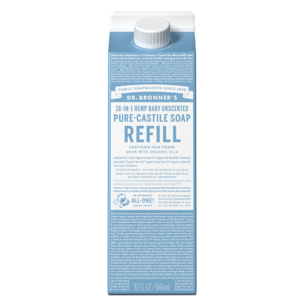 Dr. Bronner's Unscented, Pure-Castile Liquid Hand Soap Refill hero