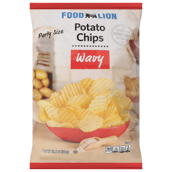 Chips & Pretzels Food Lion Potato Chips, Wavy, Party Size hero