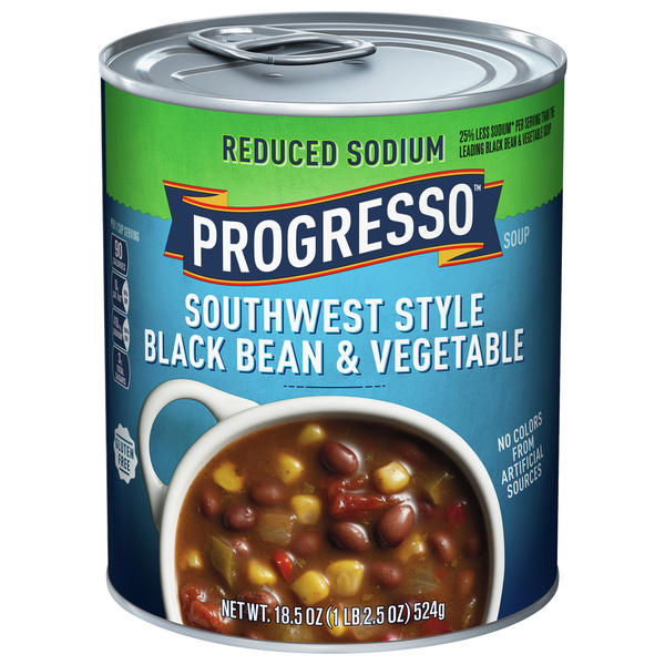 Soup, Broth & Bouillon Progresso Soup, Reduced Sodium, Southwest Style, Black Bean and Vegetable hero