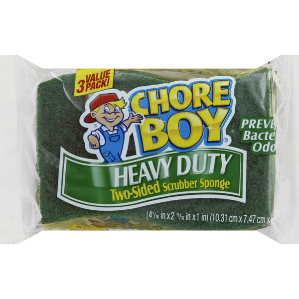 Cleaning Products Chore Boy Scrubber Sponges, Heavy Duty, Two-Sided, Value Pack! hero