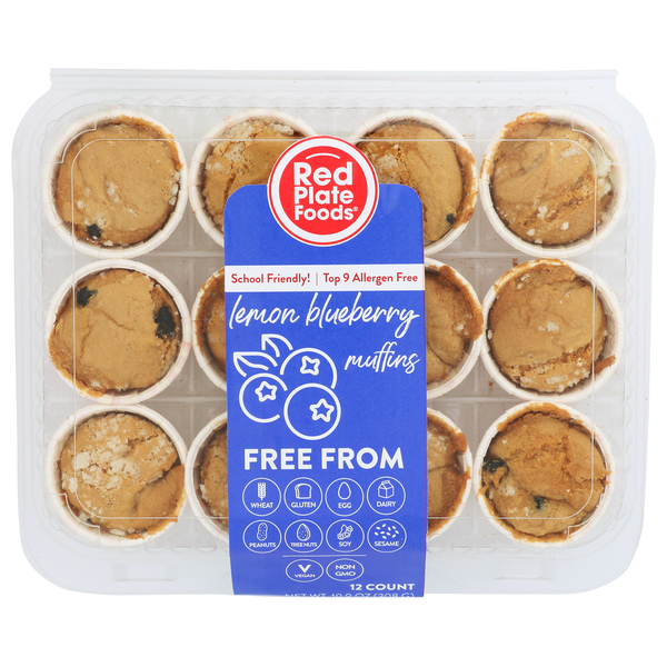 Red Plate Foods Lemon Blueberry Mini Muffins 12 Ct  I Free From Top Allergens+Vegan+Gluten-Free+ hero