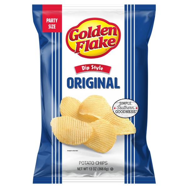 Chips & Pretzels Golden Flake Potato Chips, Original, Dip Style, Party Size hero