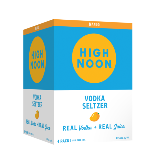 Spirits High Noon Mango Vodka Hard Seltzer 355ml Can 4pk hero