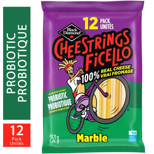 Chips & Pretzels Black Diamond Cheestring, With Probiotics, Marble Cheese hero