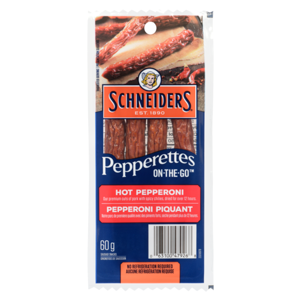 Lunch Meat Schneiders Pepperettes On-the-go Sausage Sticks, Hot Pepperoni hero