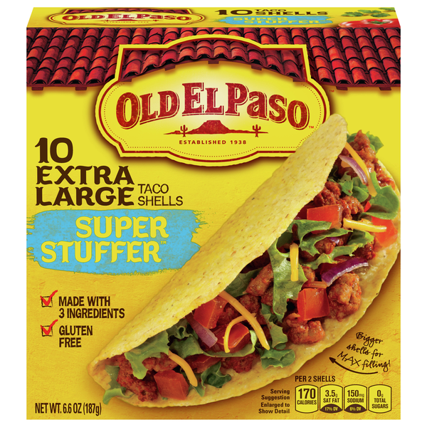 Mexican/Hispanic/Latino Foods Old El Paso Taco Shells, Extra Large hero