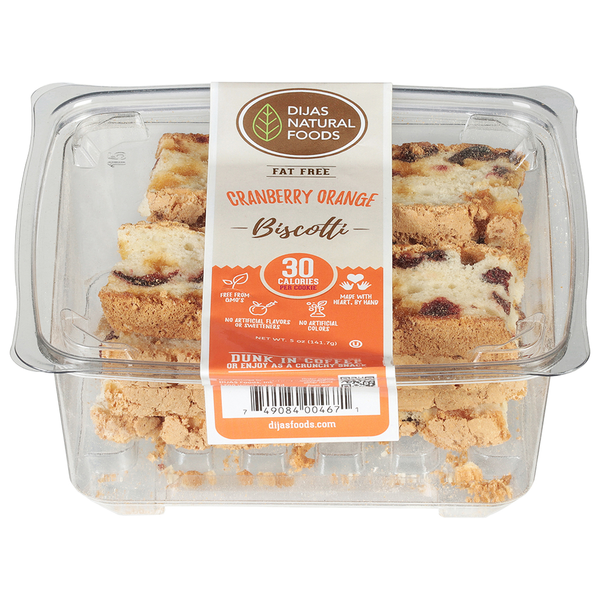 Cookies & Cakes Dijas Natural Foods Biscotti, Fat Free, Cranberry Orange hero