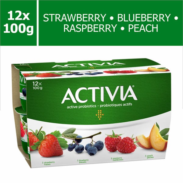 Yogurt Activia Probiotic Yogurt, Strawberry,Blueberry,Raspberry,Peach Flavour hero