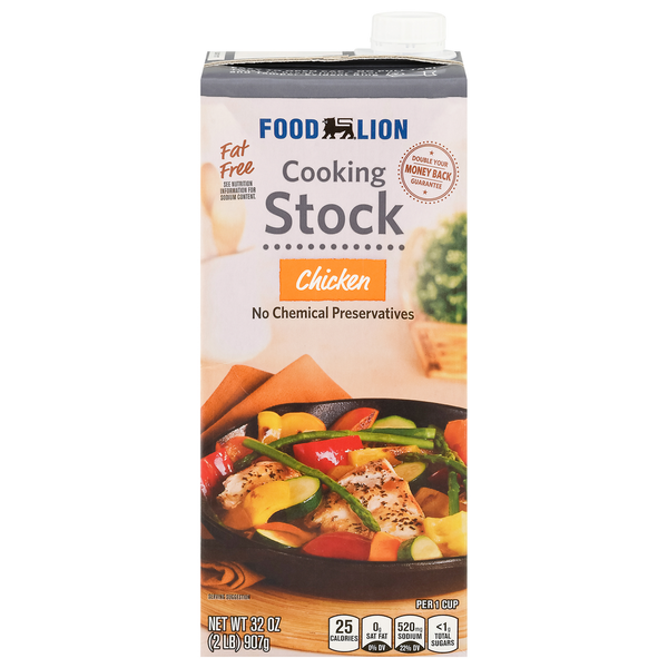 Soup, Broth & Bouillon Food Lion Cooking Stock, Fat Free, Chicken hero