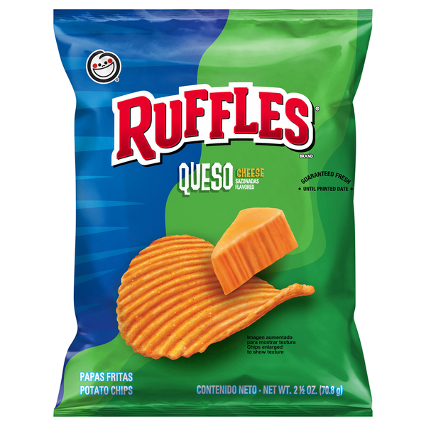 Chips & Pretzels Ruffles Potato Chips,Queso Cheese Flavored hero