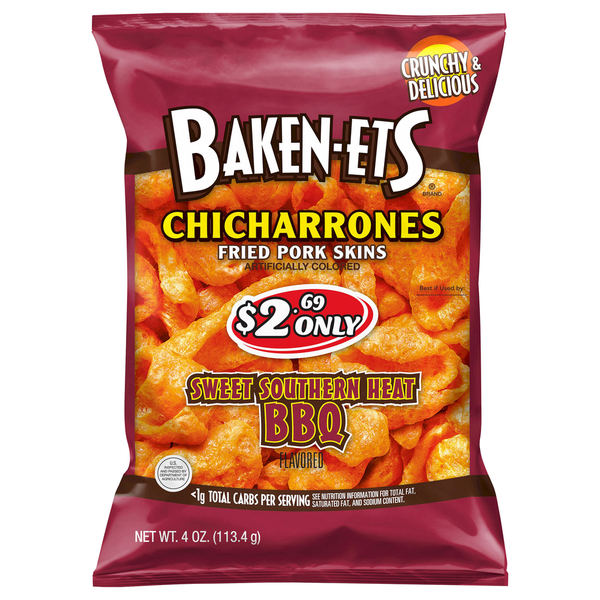 Chips & Pretzels Baken-Ets Chicharrones, Sweet Southern Heat BBQ hero