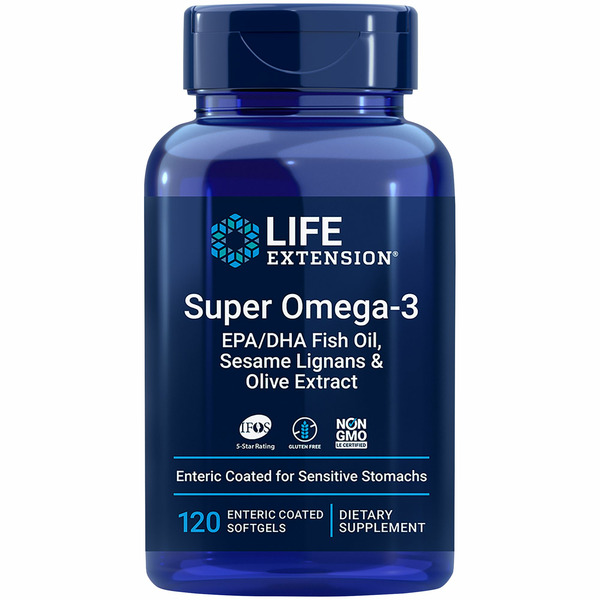 Life Extension Super Omega-3 Epa/dha Fish Oil, Sesame Lignans & Olive Extract For Sensitive Stomachs Dietary Supplement Enteric Coated Softgels hero