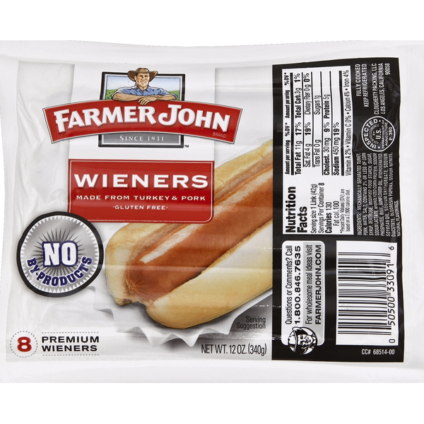 Hot Dogs, Bacon & Sausage Farmer John Wieners hero