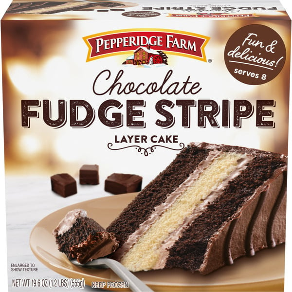 Frozen Dessert Pepperidge Farm Frozen Chocolate Fudge Stripe Layer Cake hero