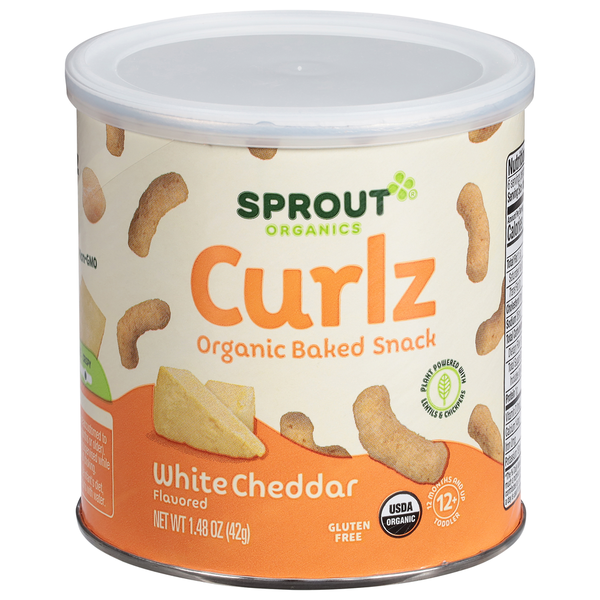 Baby Food & Formula Sprout Organic Baked Snack, Organic, White Cheddar Flavored, Curls hero