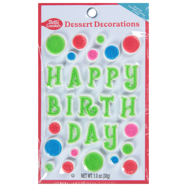 Baking Supplies & Decor Betty Crocker Dessert Decorations, Happy Birthday hero