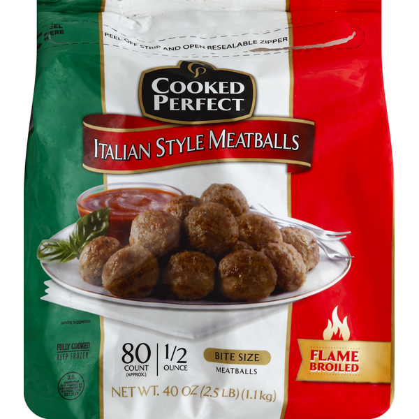 Frozen Meat & Seafood Cooked Perfect Meatballs, Bite Size, Italian Style hero