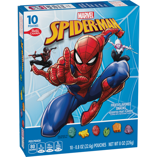 Fruit & Vegetable Snacks Betty Crocker Marvel Spiderman Gluten Free Fruit Flavored Snacks hero