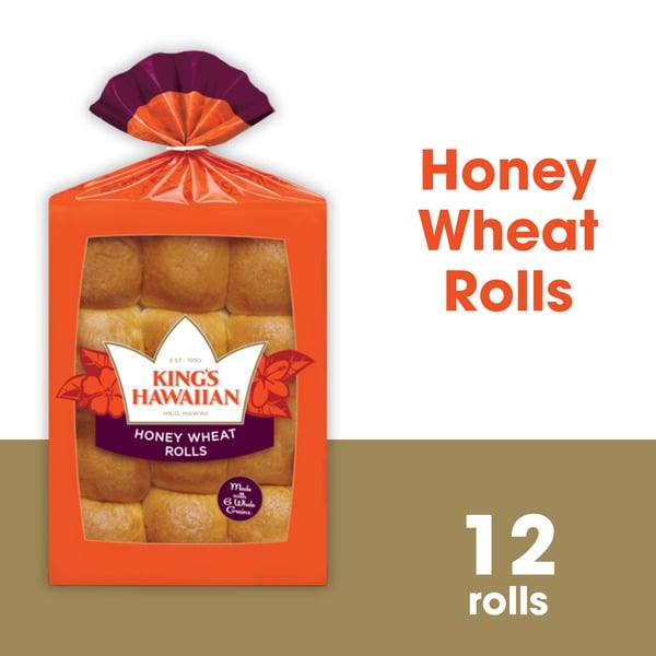 Buns & Rolls King's Hawaiian Honey Wheat Rolls hero