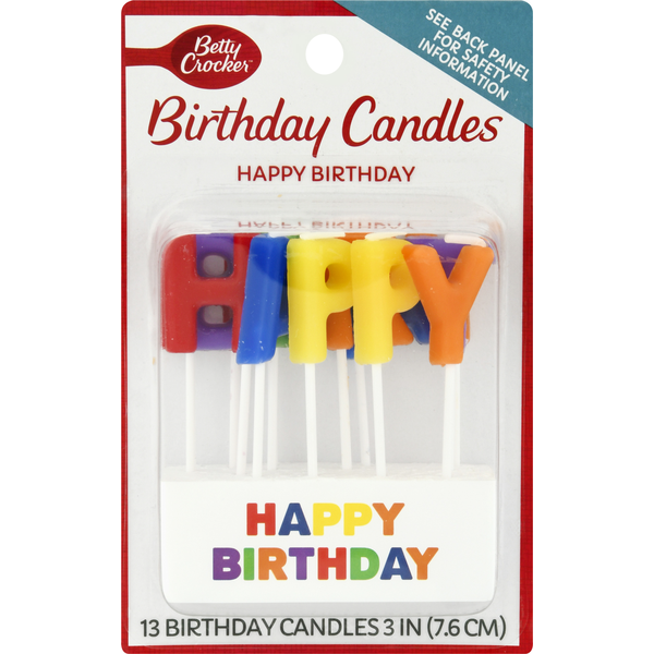 Baking Supplies & Decor Betty Crocker Birthday Candle, Happy Birthday, 3 Inch hero