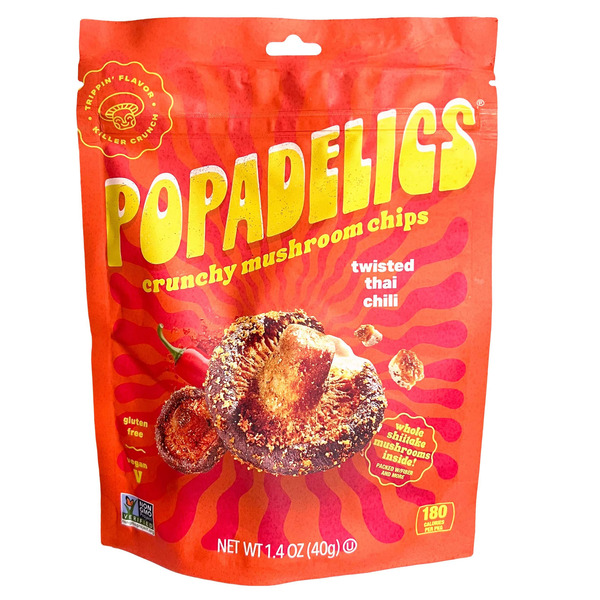 Chips & Pretzels Popadelics Crunchy Mushroom Chips, Twisted Thai Chili hero