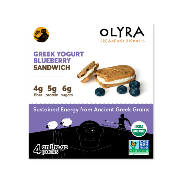 Breakfast Bakery Olyra Greek Yogurt Blueberry, Sandwich Breakfast Biscuits hero