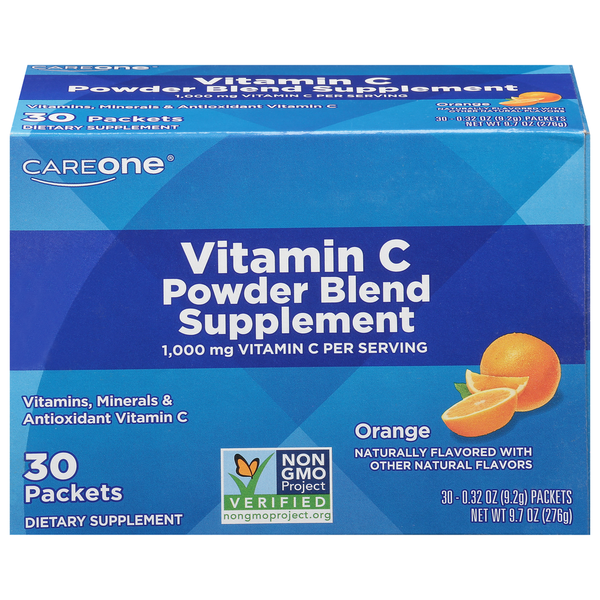 Vitamins & Supplements CareOne 1000 Mg Vitamin C Powder Blend Dietary Supplement Orange hero