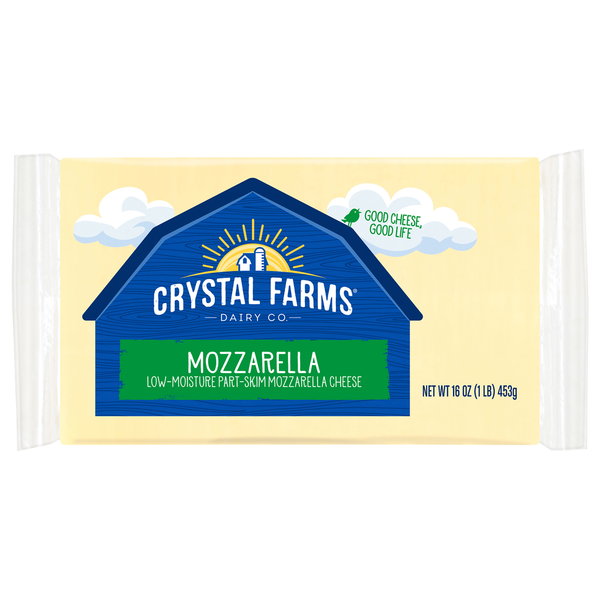 Packaged Cheese Crystal Farms Cheese, Part-Skim, Mozzarella, Low-Moisture hero