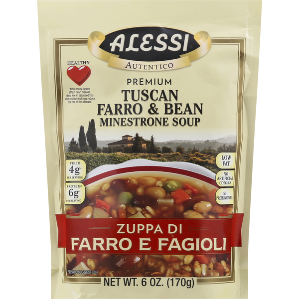 Soup, Broth & Bouillon Alessi Minestrone Soup, Tuscan Farro & Bean, Premium hero