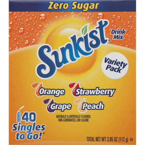 Cocoa & Drink Mixes Sunkist Drink Mix, Zero Sugar, Variety Pack, Singles to Go! hero