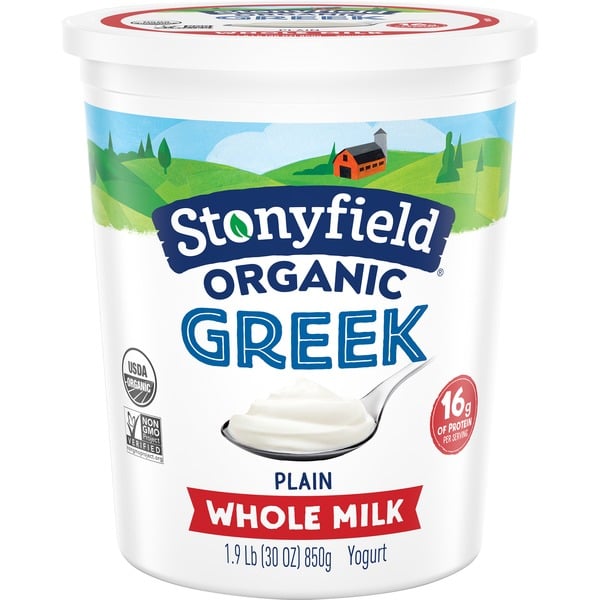 Yogurt Stonyfield Organic Greek Whole Milk Yogurt Plain hero