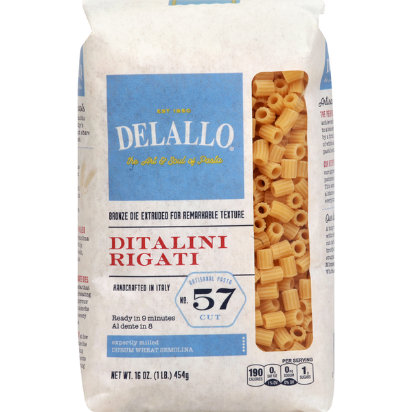 Dry Pasta DeLallo Ditalini Rigati, No. 57 hero