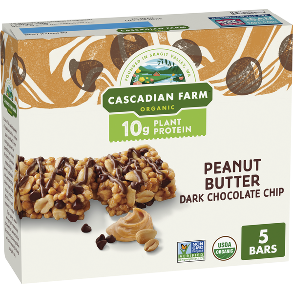 Energy & Granola Bars Cascadian Farm Peanut Butter Dark Chocolate Chip Protein Bars hero