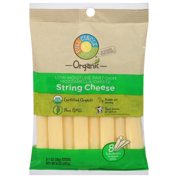 Full Circle String Cheese, Part-Skim, Mozzarella, Low-Moisture hero